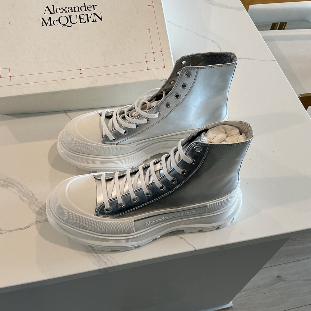 Alexander McQueen Two-Tone High-Top Sneakers